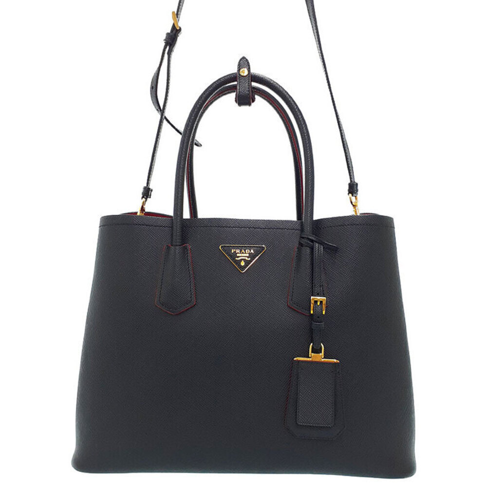 Prada Saffiano Cuir Leather Double 2way Shoulder Bag